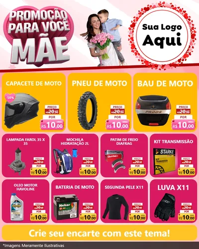 Modelo de Rede Social para Feed Instagram com o tema Promoção Para Você Mãe para Moto peças