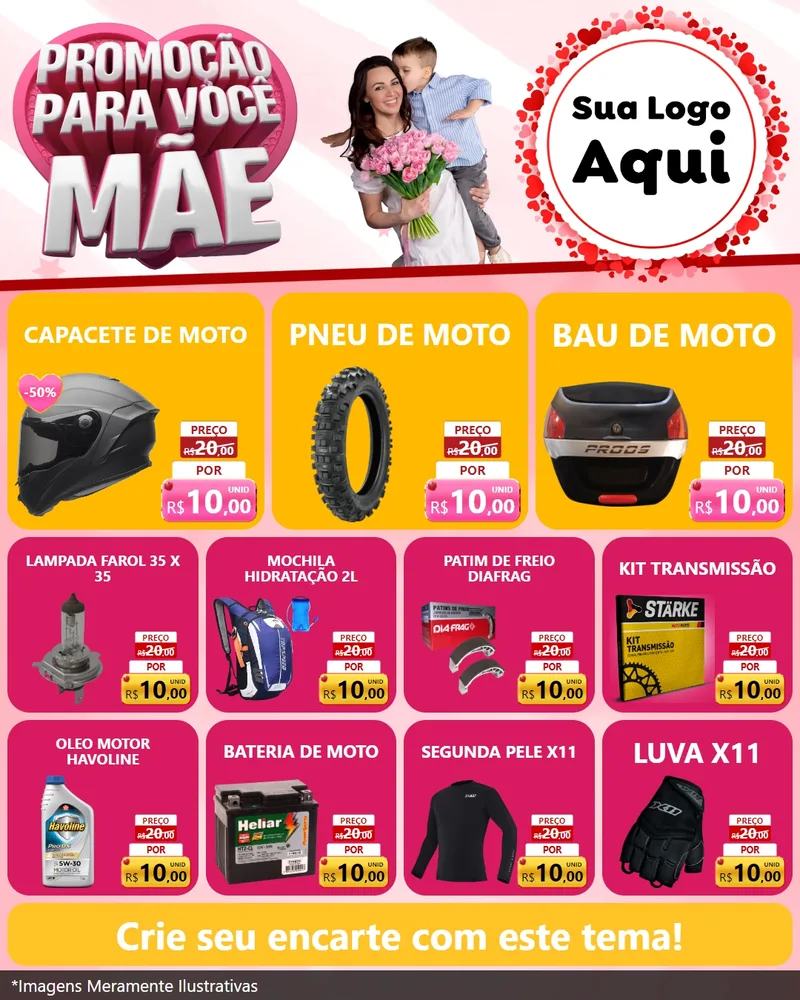 Modelo de Rede Social para Feed Instagram com o tema Promoção Para Você Mãe para Moto peças