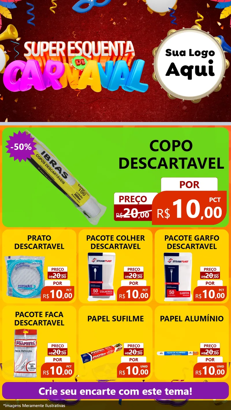 Modelo de Rede Social para Stories com o tema Super Esquenta de Carnaval para Embalagens