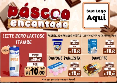 Modelo de Encarte para Encarte A4 Horizontal com o tema Páscoa Encantada para Frios e Laticínios