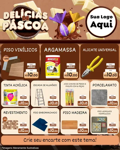 Modelo de Rede Social para Feed Instagram com o tema Delícias de Páscoa para Material para Construção
