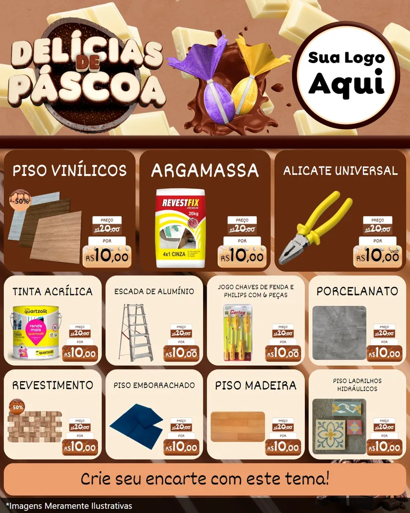 Modelo de Rede Social para Feed Instagram com o tema Delícias de Páscoa para Material para Construção