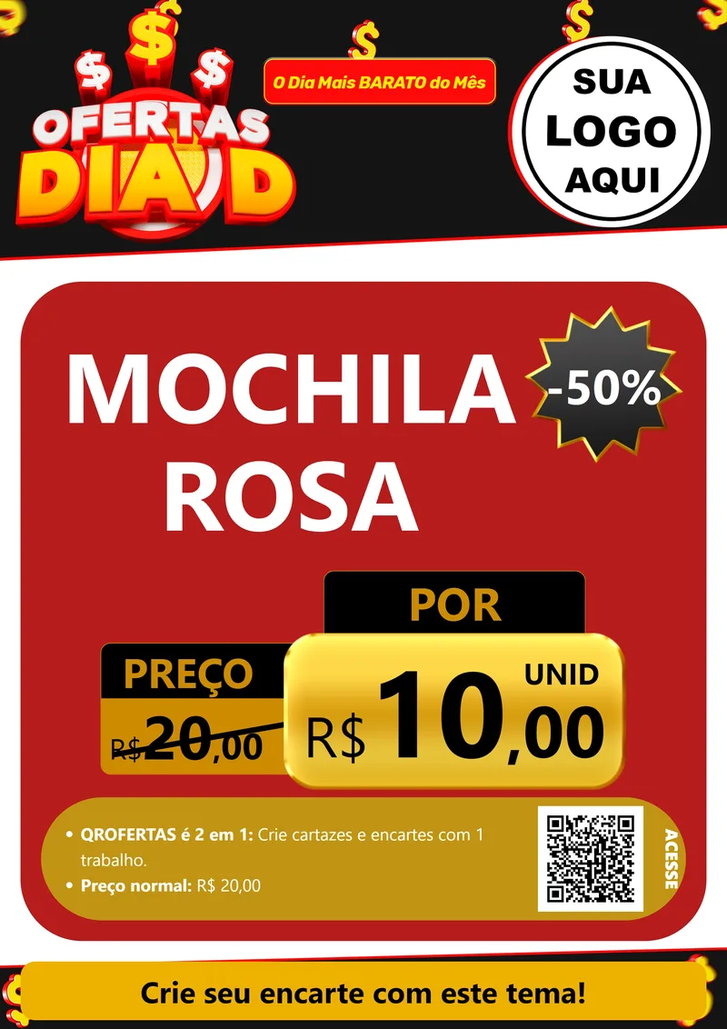 Modelo de Cartaz para Cartaz A4 Vertical com o tema Ofertas Dia D para Papelaria