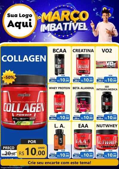 Modelo de Encarte para Encarte A4 Vertical com o tema Março Imbatível para Suplementos alimentares