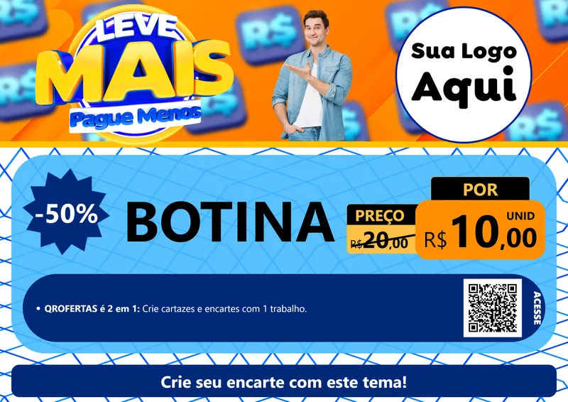 Modelo de Cartaz para Cartaz A4 Horizontal com o tema Leve Mais, Pague Menos para Agropecuária
