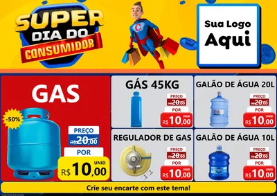 Modelo de Encarte para Encarte A4 Horizontal com o tema Super Dia do Consumidor para Água e gás