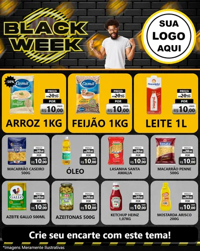 Modelo de Rede Social para Feed Instagram com o tema Black Week para Supermercado