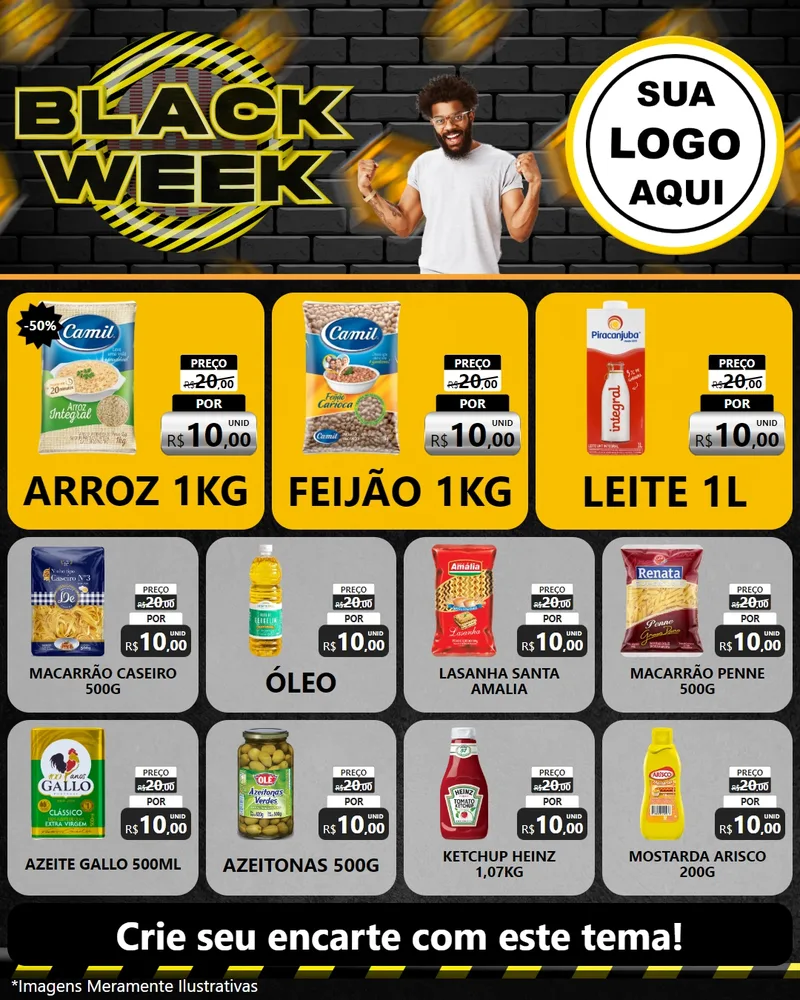 Modelo de Rede Social para Feed Instagram com o tema Black Week para Supermercado