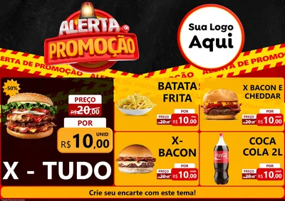 Modelo de Encarte para Encarte A4 Horizontal com o tema Alerta de Promoção para Hamburgueria