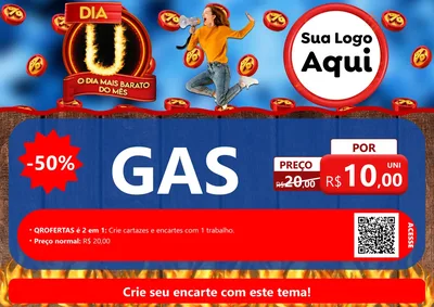 Modelo de Cartaz para Cartaz A4 Horizontal com o tema Dia U - O Dia Mais Barato Do Mês para Água e gás