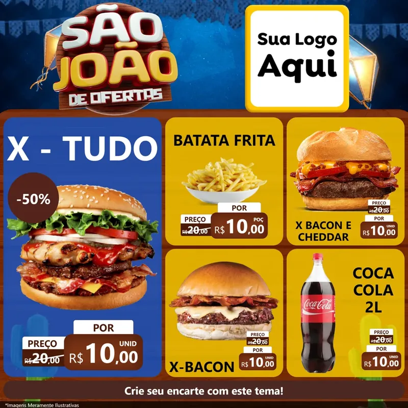 Modelo de Rede Social para Feed Facebook com o tema São João Ofertas Imbatíveis! - Junina para Hamburgueria