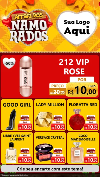 Modelo de Rede Social para Stories com o tema Arraiá dos Namorados para Perfumes