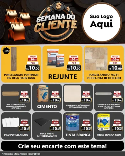 Modelo de Rede Social para Feed Instagram com o tema Semana do Cliente para Pisos e revestimentos