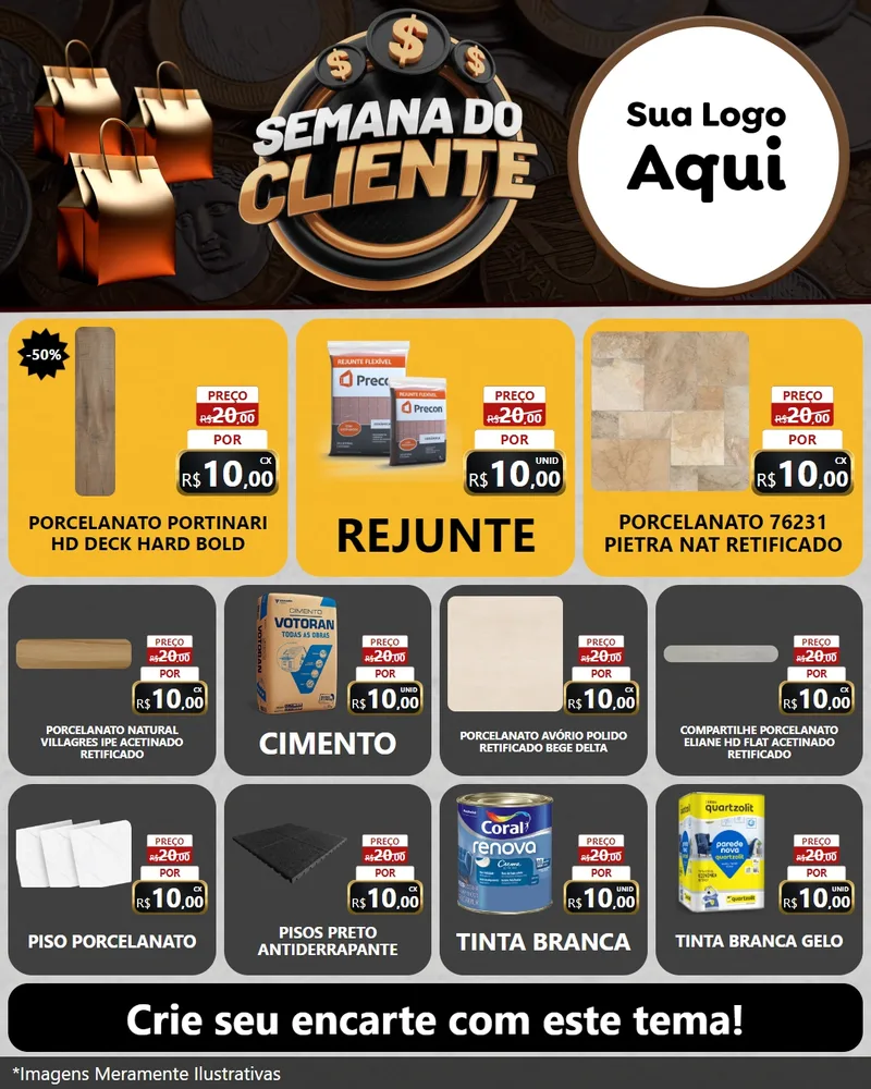 Modelo de Rede Social para Feed Instagram com o tema Semana do Cliente para Pisos e revestimentos