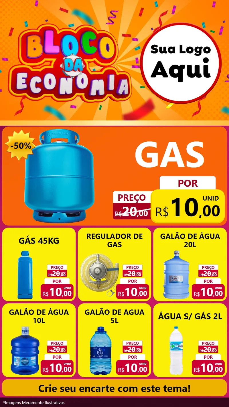 Modelo de Rede Social para Stories com o tema Bloco da Economia para Água e gás