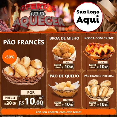 Modelo de Rede Social para Feed Facebook com o tema Ofertas Para Aquecer para Padaria