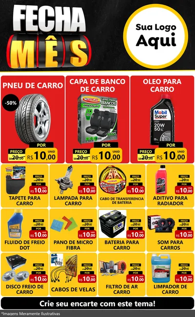 Modelo de Encarte para Encarte Grande com o tema Fecha Mês para Auto peças