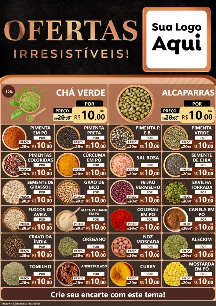 Modelo de Encarte para Encarte A4 Vertical com o tema Ofertas Irresistíveis! para Produtos Naturais