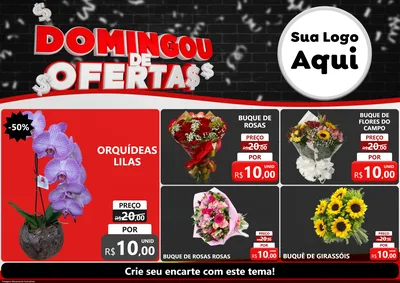Modelo de Encarte para Encarte A4 Horizontal com o tema Domingou de Ofertas para Floricultura e jardim