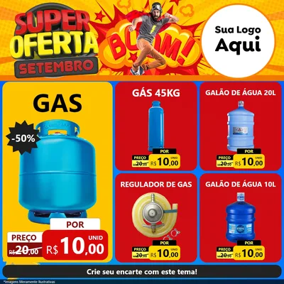 Modelo de Rede Social para Feed Facebook com o tema Super Oferta Setembro para Água e gás