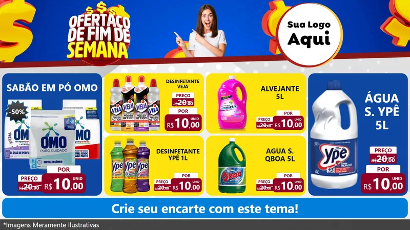 Modelo de TV para TV Horizontal com o tema Ofertaço de Fim de Semana para Produtos de Limpeza