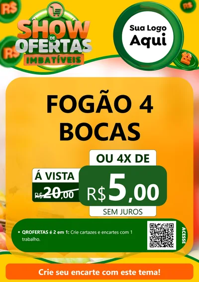 Modelo de Cartaz para Cartaz A4 Vertical com o tema Show de Ofertas Imbatíveis para Móveis e Eletro
