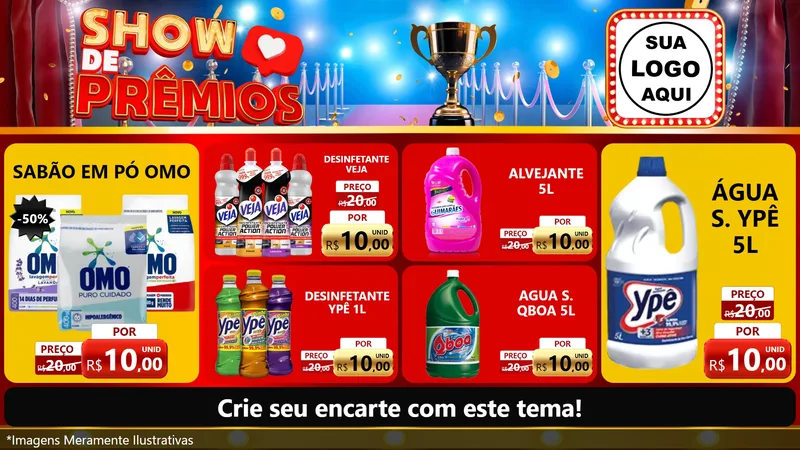 Modelo de TV para TV Horizontal com o tema Show de Prêmios para Produtos de Limpeza