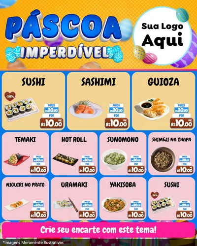 Modelo de Rede Social para Feed Instagram com o tema Páscoa Imperdível para Comida japonesa