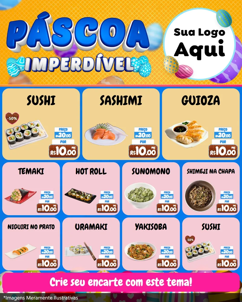 Modelo de Rede Social para Feed Instagram com o tema Páscoa Imperdível para Comida japonesa
