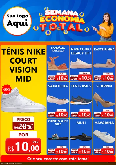Modelo de Encarte para Encarte A4 Vertical com o tema Semana Economia Total para Calçados