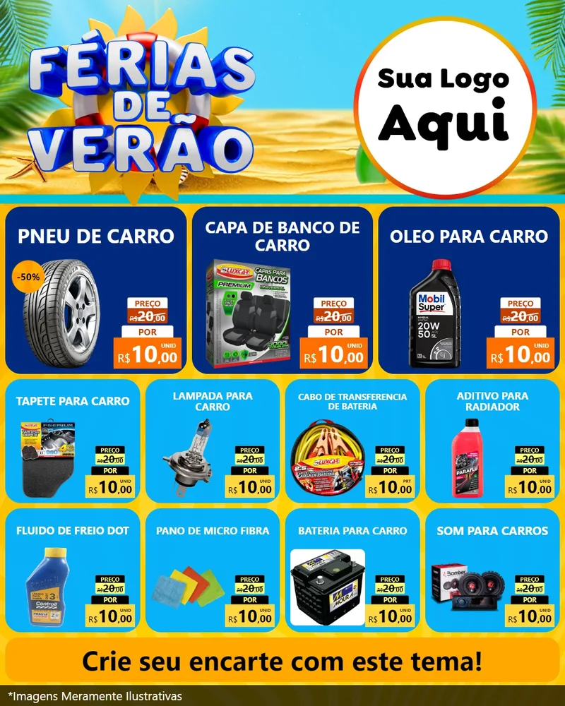 Modelo de Rede Social para Feed Instagram com o tema Férias de Verão para Auto peças