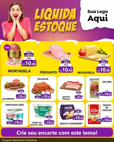 Modelo de Rede Social para Feed Instagram com o tema Liquida estoque para Frios e Laticínios