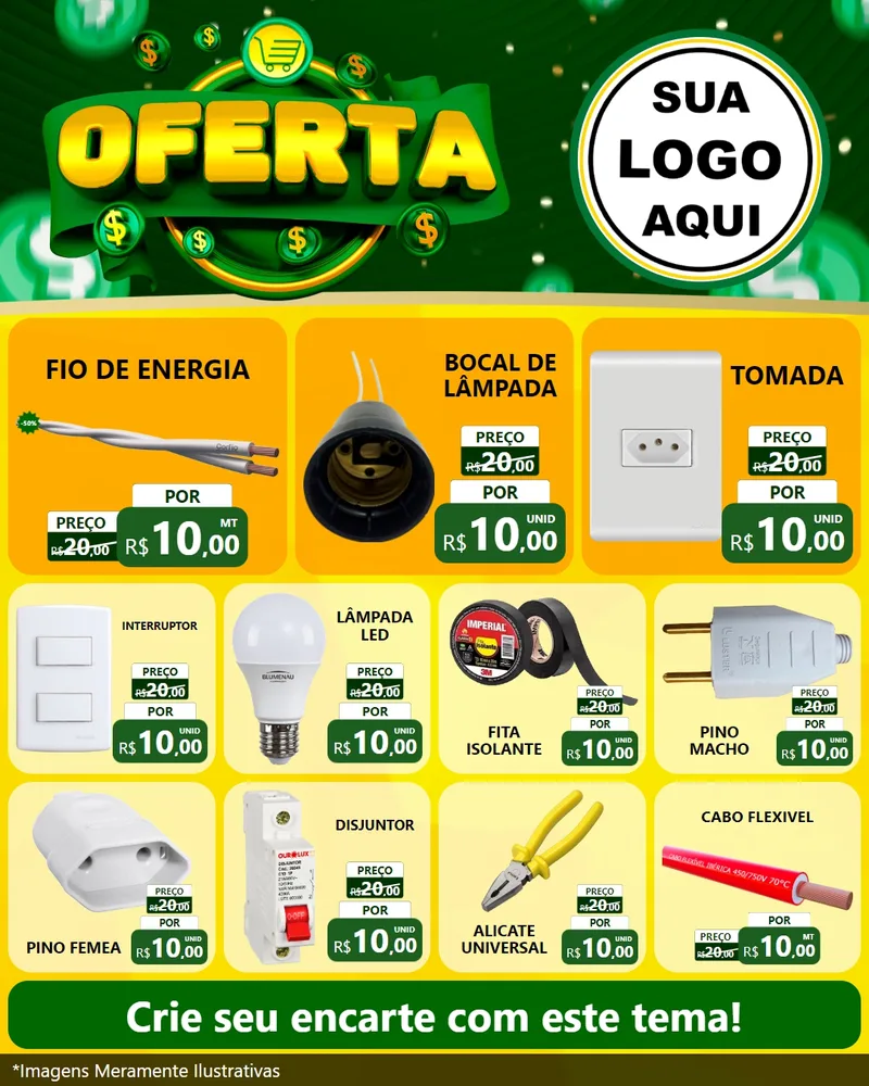 Modelo de Rede Social para Feed Instagram com o tema Oferta para Materiais Elétricos