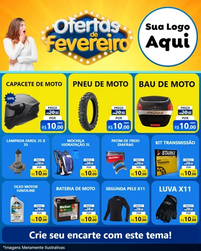 Modelo de Rede Social para Feed Instagram com o tema Ofertas de Fevereiro para Moto peças