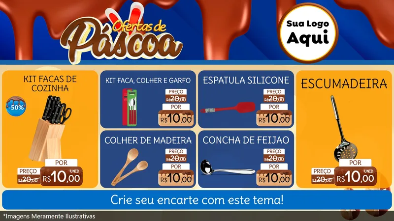 Modelo de TV para TV Horizontal com o tema Ofertas de Páscoa para Utilidades Domésticas