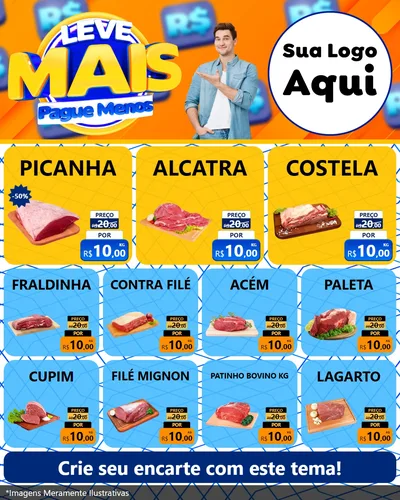 Modelo de Rede Social para Feed Instagram com o tema Leve Mais, Pague Menos para Açougue