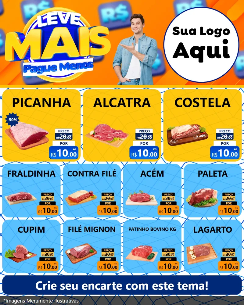 Modelo de Rede Social para Feed Instagram com o tema Leve Mais, Pague Menos para Açougue