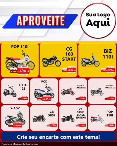 Modelo de Rede Social para Feed Instagram com o tema Aproveite para Concessionaria de Motos