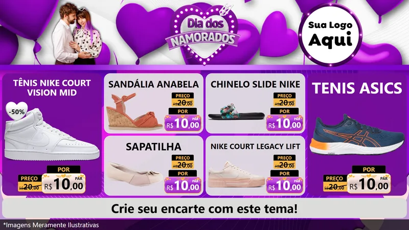 Modelo de TV para TV Horizontal com o tema Dia dos Namorados para Calçados