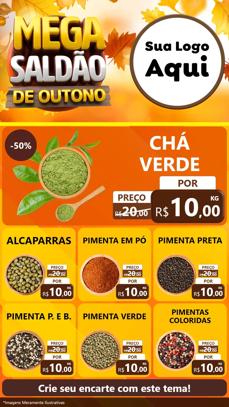 Modelo de Rede Social para Stories com o tema Mega Saldão de Outono para Produtos Naturais