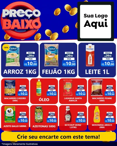 Modelo de Rede Social para Feed Instagram com o tema Preço Baixo para Supermercado