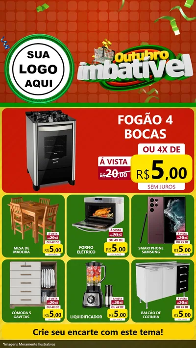 Modelo de Rede Social para Stories com o tema Outubro Imbatível para Móveis e Eletro