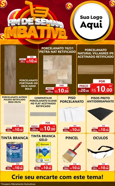 Modelo de Encarte para Encarte Grande com o tema Fim de Semana Imbatível para Pisos e revestimentos