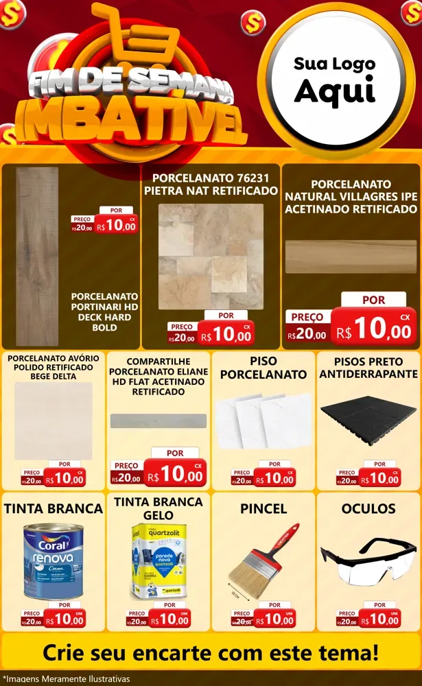 Modelo de Encarte para Encarte Grande com o tema Fim de Semana Imbatível para Pisos e revestimentos