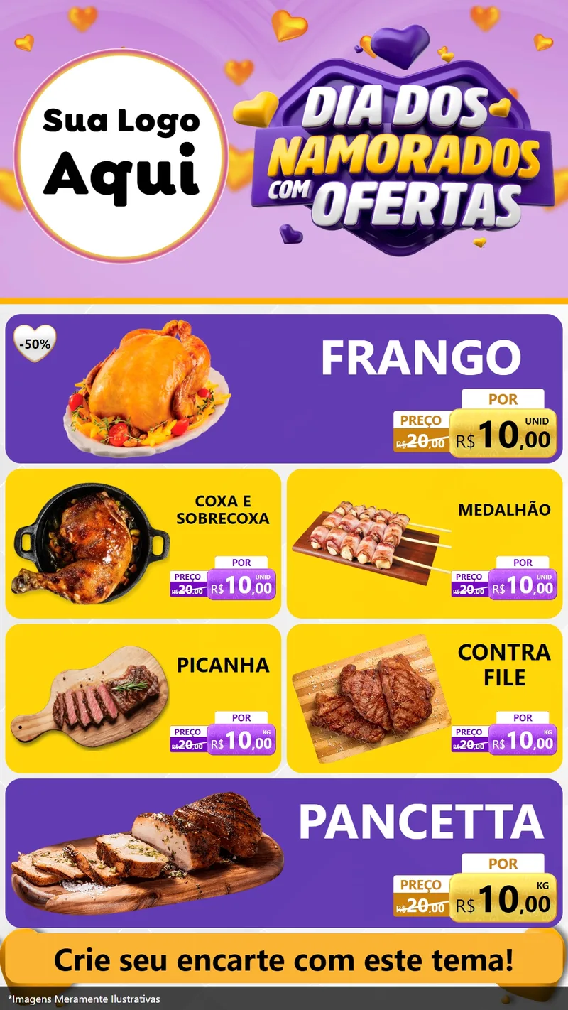 Modelo de TV para TV Vertical com o tema Dia Dos Namorados Com Ofertas para Assados