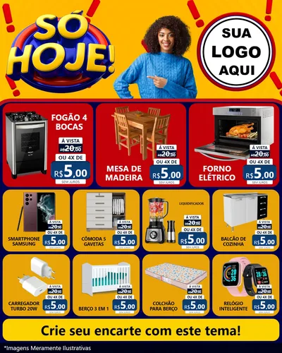 Modelo de Rede Social para Feed Instagram com o tema Só Hoje! para Móveis e Eletro