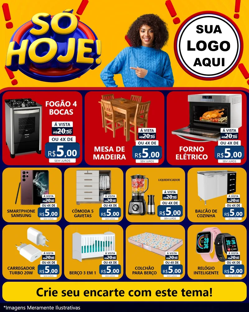 Modelo de Rede Social para Feed Instagram com o tema Só Hoje! para Móveis e Eletro
