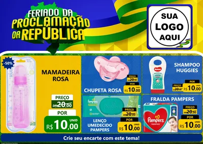 Modelo de Encarte para Encarte A4 Horizontal com o tema Feriado da Proclamação da República para Bebês