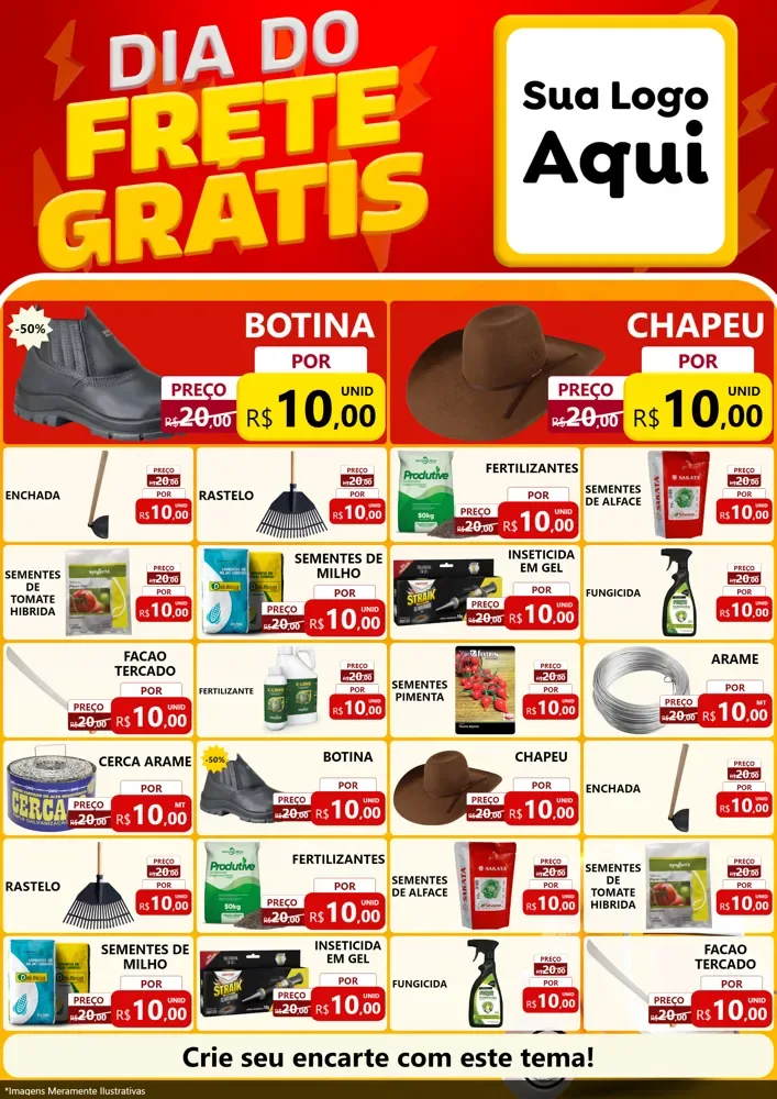 Modelo de Encarte para Encarte A4 Vertical com o tema Dia do Frete Grátis para Agropecuária