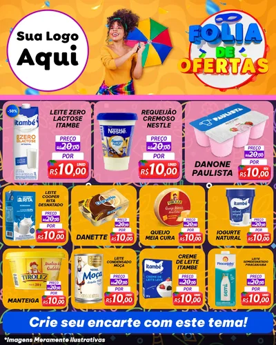 Modelo de Rede Social para Feed Instagram com o tema Folia de Ofertas para Frios e Laticínios